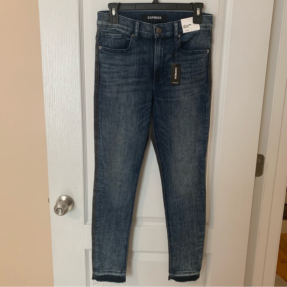 Express two tone skinny ankle legging jeans